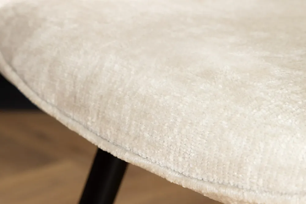 Riess-Ambiente Skandinavisch|Retro Möbel > Drehbarer Retro Stuhl AVIGNON beige Chenille schwarze Metallbeine