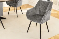 Riess-Ambiente Retro Möbel|Stühle > Drehbarer Retro Stuhl AVIGNON grau Chenille schwarze Metallbeine