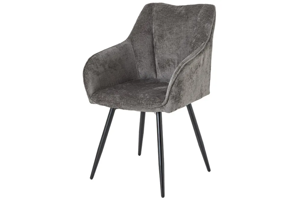 Riess-Ambiente Retro Möbel|Stühle > Drehbarer Retro Stuhl AVIGNON grau Chenille schwarze Metallbeine