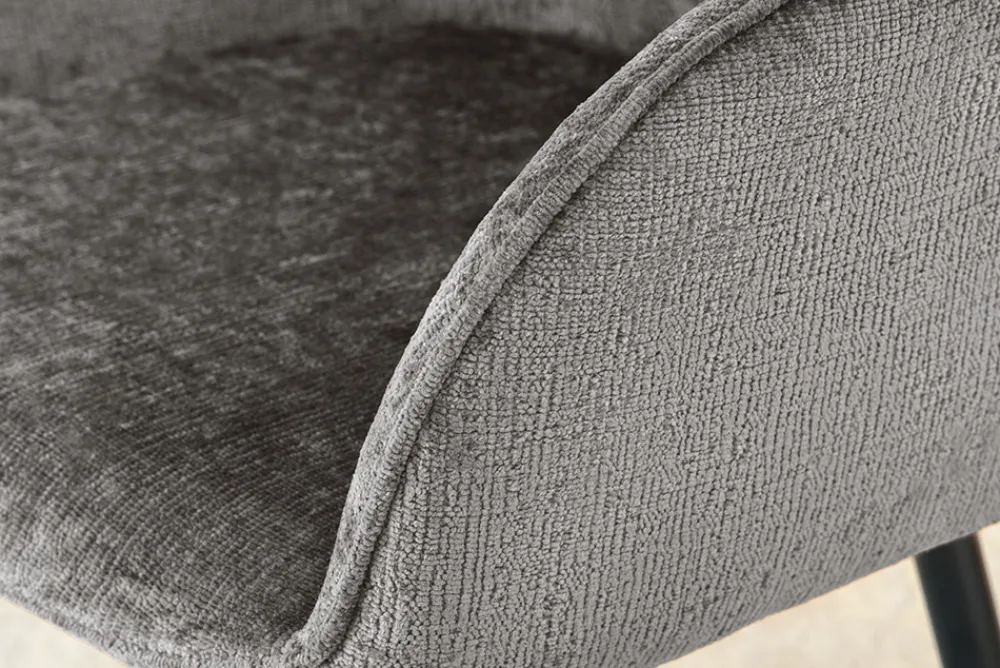 Riess-Ambiente Retro Möbel|Stühle > Drehbarer Retro Stuhl AVIGNON grau Chenille schwarze Metallbeine