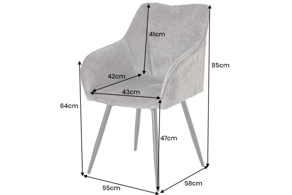 Riess-Ambiente Retro Möbel|Stühle > Drehbarer Retro Stuhl AVIGNON grau Chenille schwarze Metallbeine