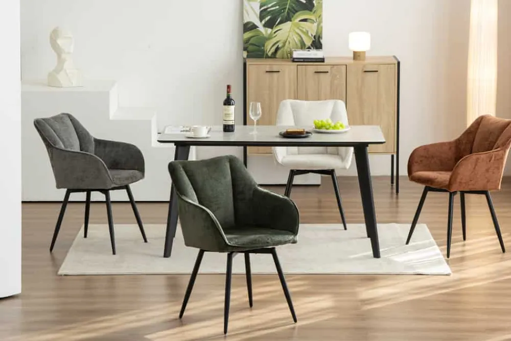 Riess-Ambiente Retro Möbel|Stühle > Drehbarer Retro Stuhl AVIGNON grau Chenille schwarze Metallbeine