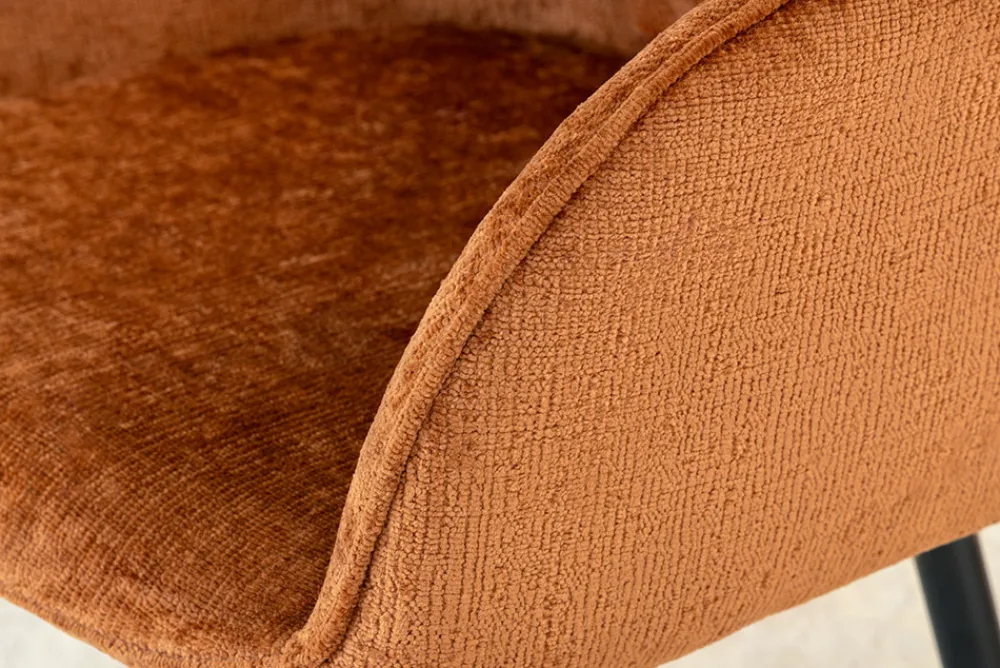 Riess-Ambiente Retro Möbel|Stühle > Drehbarer Retro Stuhl AVIGNON rost braun Chenille schwarze Metallbeine