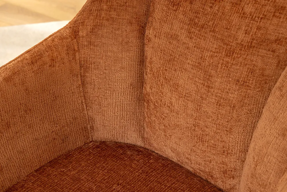 Riess-Ambiente Retro Möbel|Stühle > Drehbarer Retro Stuhl AVIGNON rost braun Chenille schwarze Metallbeine