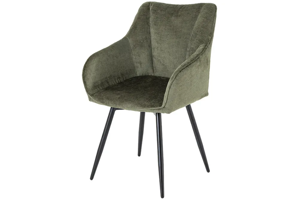 Riess-Ambiente Retro Möbel|Stühle > Drehbarer Retro Stuhl AVIGNON grün Chenille schwarze Metallbeine