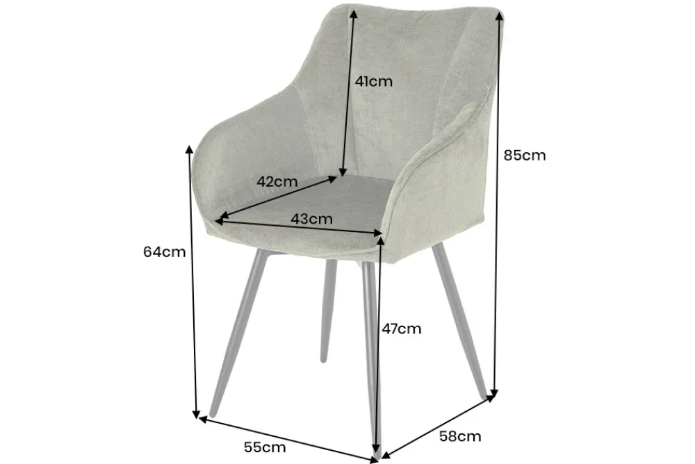 Riess-Ambiente Retro Möbel|Stühle > Drehbarer Retro Stuhl AVIGNON grün Chenille schwarze Metallbeine