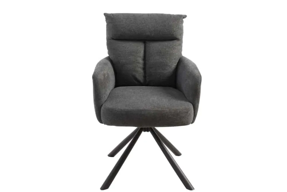 Riess-Ambiente Retro Möbel|Skandinavisch > Drehbarer Retro Stuhl BIG GEORGE grau mit Armlehnen und Taschenfederkernpolsterung