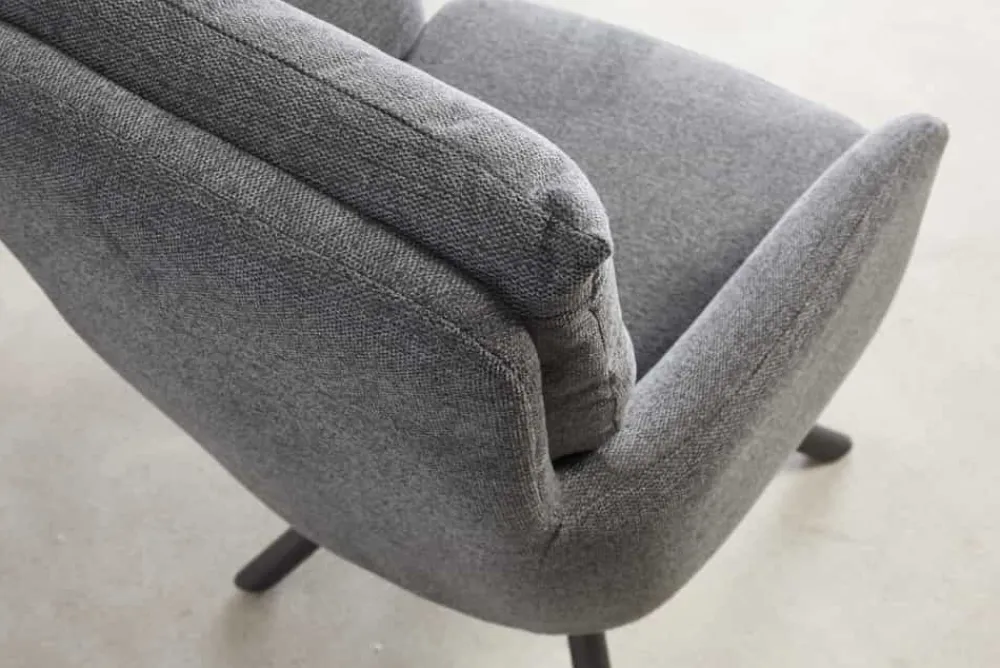 Riess-Ambiente Retro Möbel|Skandinavisch > Drehbarer Retro Stuhl BIG GEORGE grau mit Armlehnen und Taschenfederkernpolsterung