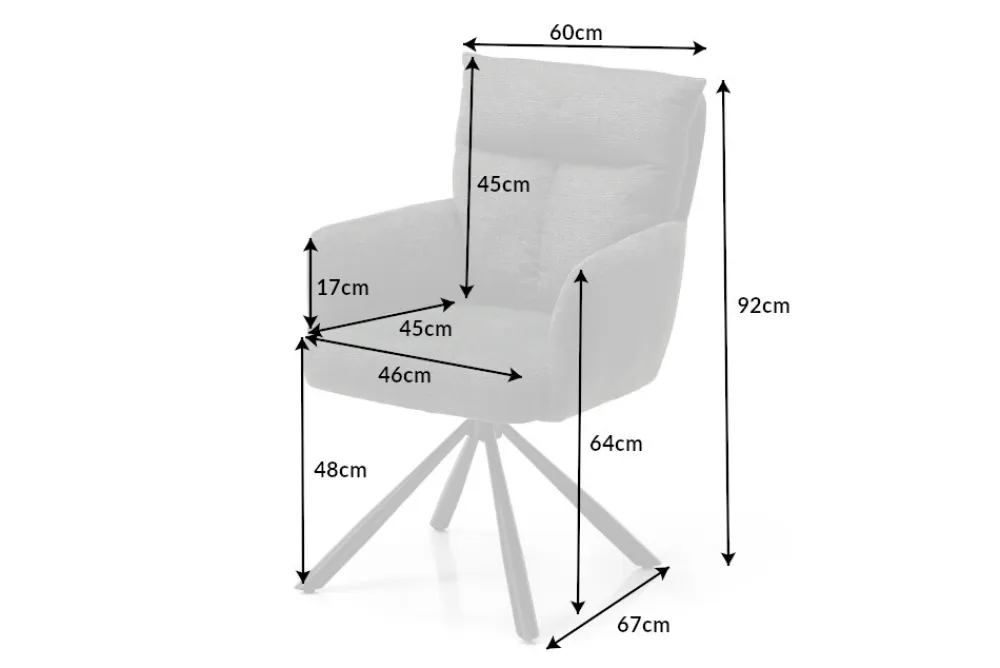 Riess-Ambiente Retro Möbel|Skandinavisch > Drehbarer Retro Stuhl BIG GEORGE grau mit Armlehnen und Taschenfederkernpolsterung