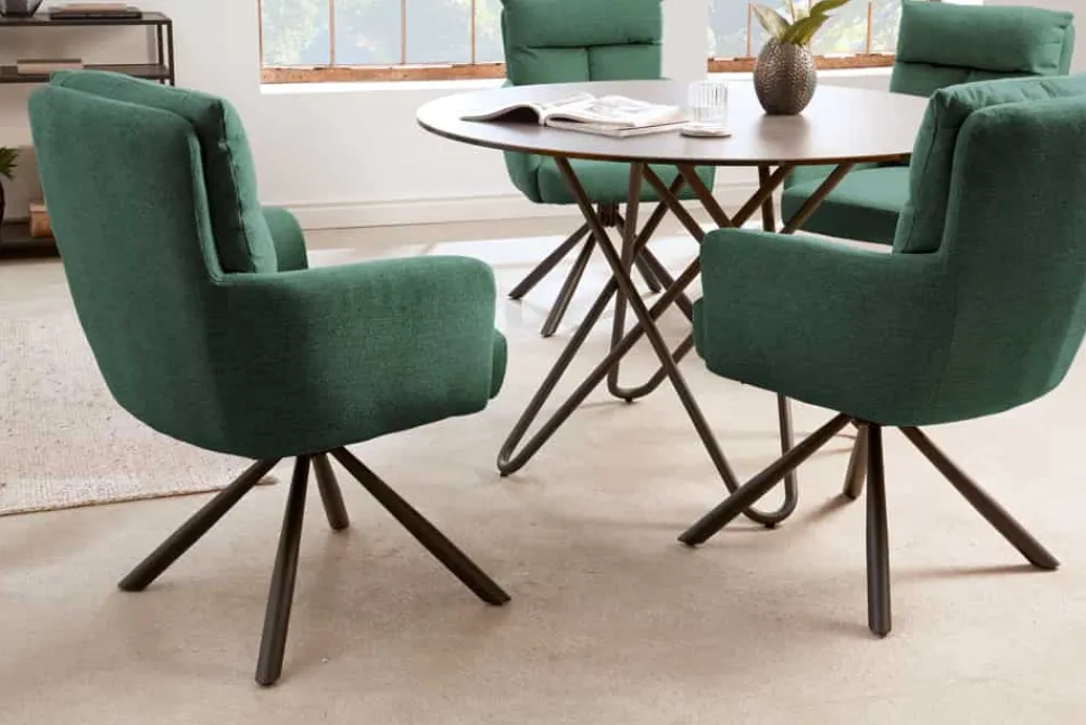 Riess-Ambiente Retro Möbel|Skandinavisch > Drehbarer Retro Stuhl BIG GEORGE grün mit Armlehnen und Taschenfederkernpolsterung