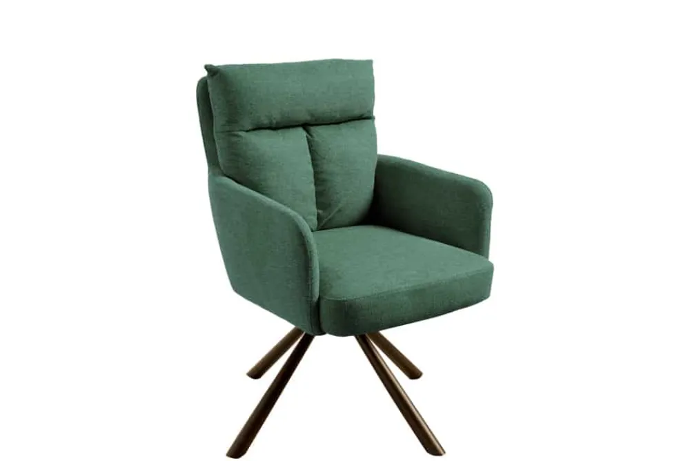 Riess-Ambiente Retro Möbel|Skandinavisch > Drehbarer Retro Stuhl BIG GEORGE grün mit Armlehnen und Taschenfederkernpolsterung