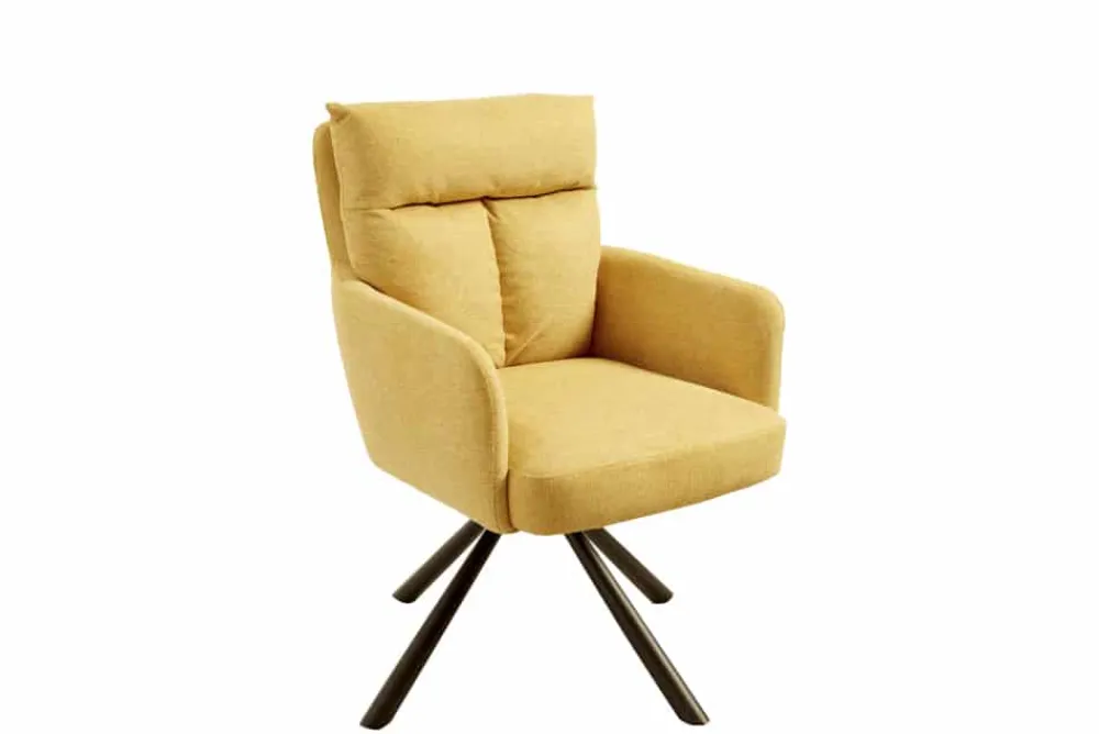 Riess-Ambiente Retro Möbel|Skandinavisch > Drehbarer Retro Stuhl BIG GEORGE senfgelb mit Armlehnen und Taschenfederkernpolsterung