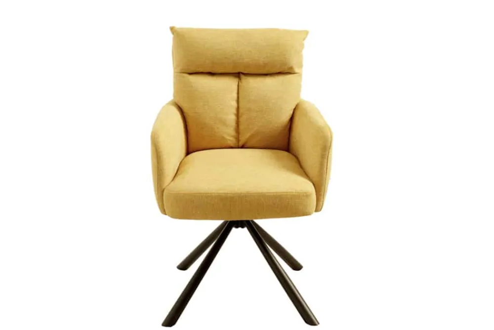 Riess-Ambiente Retro Möbel|Skandinavisch > Drehbarer Retro Stuhl BIG GEORGE senfgelb mit Armlehnen und Taschenfederkernpolsterung