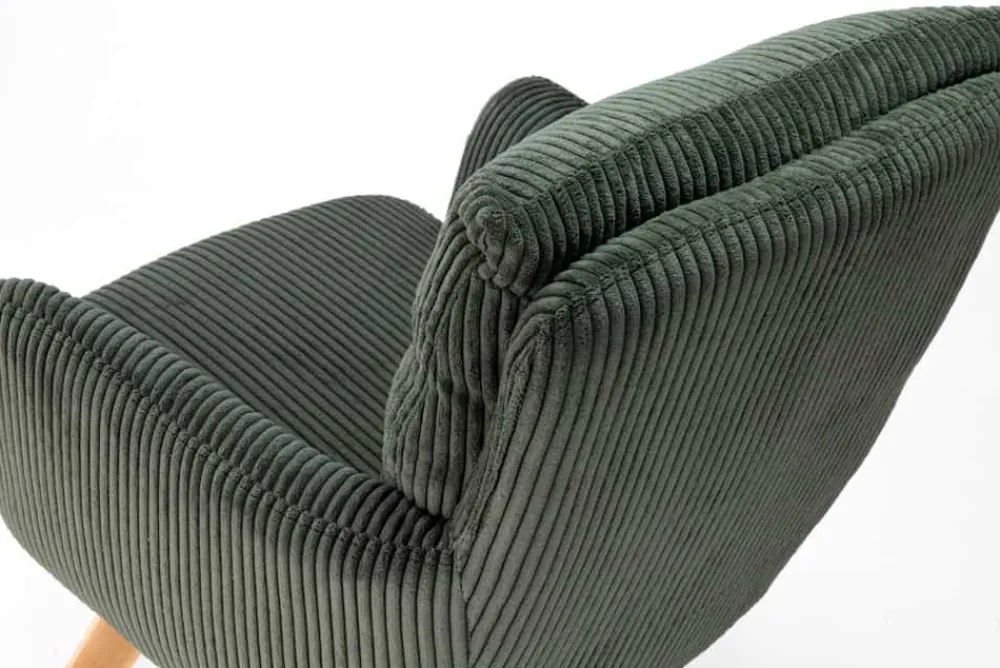 Riess-Ambiente Retro Möbel|Stühle > Drehbarer Retro Stuhl BIG GEORGE grün Cord Buchenholz Taschenfederkern mit Armlehnen