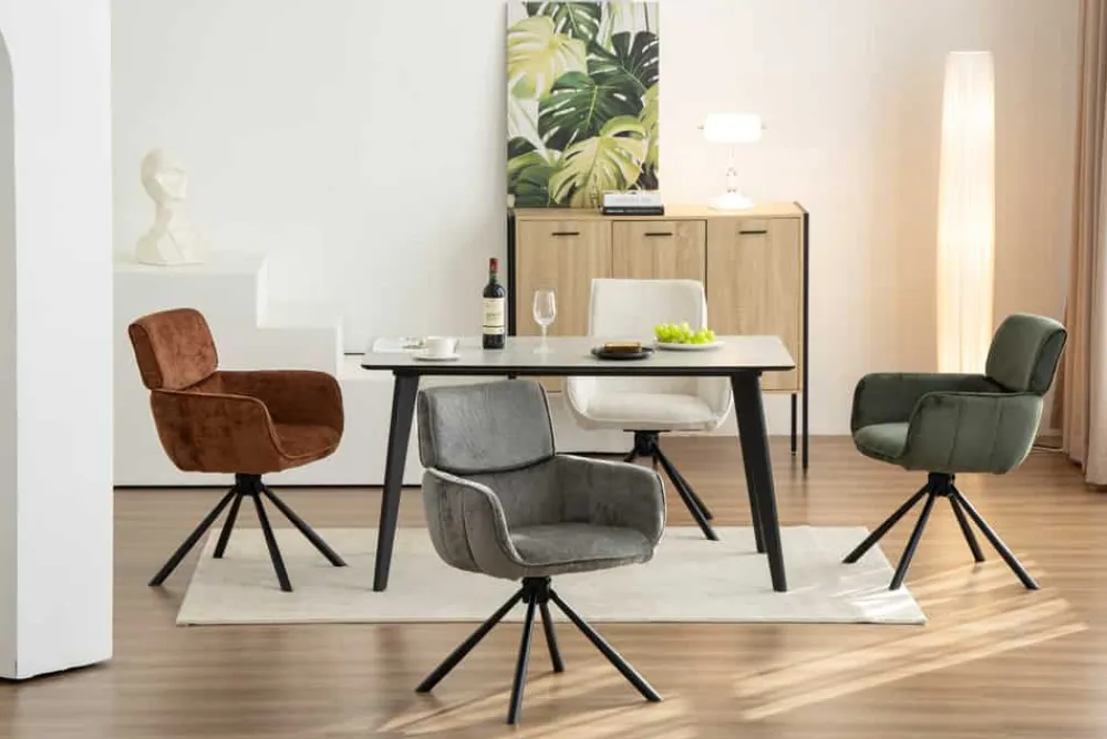Riess-Ambiente Retro Möbel|Stühle > Drehbarer Retro Stuhl UNIQUE rost braun Chenille schwarze Metallbeine mit Armlehne