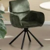 Riess-Ambiente Retro Möbel|Stühle > Drehbarer Retro Stuhl UNIQUE grün Chenille schwarze Metallbeine mit Armlehne