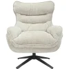 Riess-Ambiente Loungesessel|Sessel > Drehbarer Sessel CLOUD champagner beige Chenille schwarz Metall