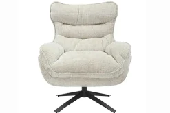 Riess-Ambiente Loungesessel|Sessel > Drehbarer Sessel CLOUD champagner beige Chenille schwarz Metall