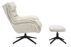 Riess-Ambiente Loungesessel|Sessel > Drehbarer Sessel CLOUD champagner beige Chenille schwarz Metall
