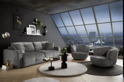 Riess-Ambiente Sessel > Drehbarer Sessel DIAMOND silbergrau Chenille Cremona 360°