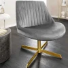 Riess-Ambiente Loungesessel|Stühle > Drehbarer Sessel LOUNGER grau gold Samt Modern Design