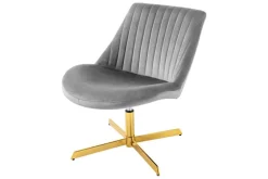 Riess-Ambiente Loungesessel|Stühle > Drehbarer Sessel LOUNGER grau gold Samt Modern Design