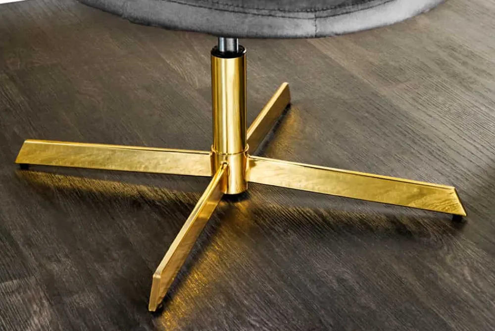 Riess-Ambiente Loungesessel|Stühle > Drehbarer Sessel LOUNGER grau gold Samt Modern Design