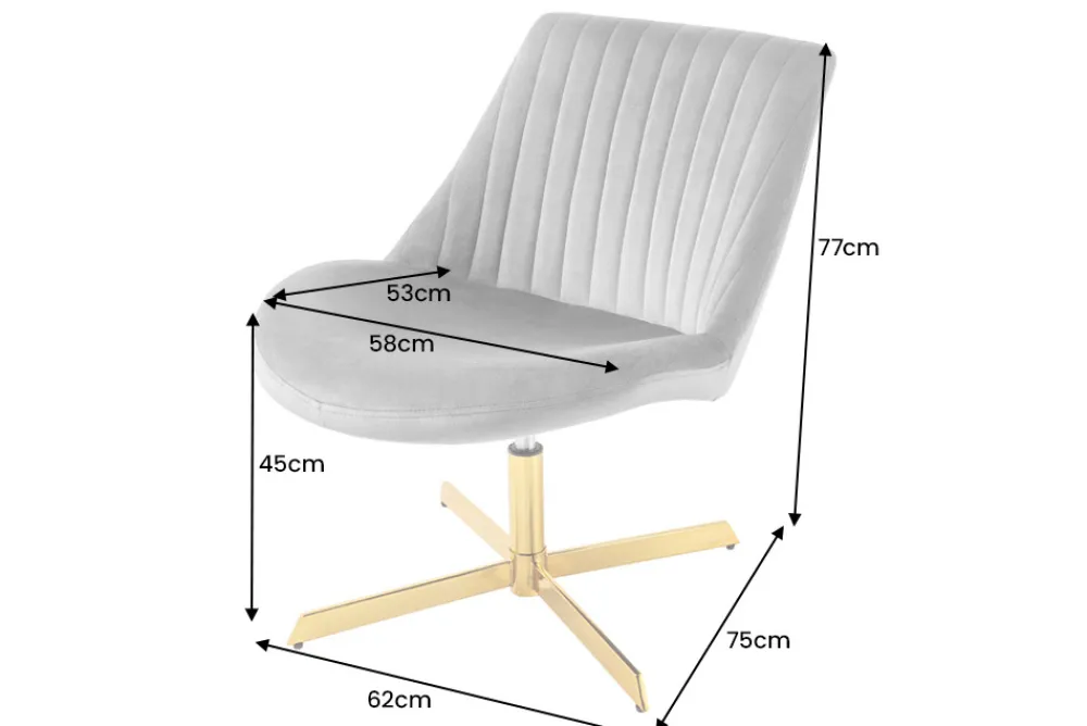 Riess-Ambiente Loungesessel|Stühle > Drehbarer Sessel LOUNGER grau gold Samt Modern Design