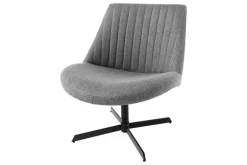 Riess-Ambiente Loungesessel|Stühle > Drehbarer Sessel LOUNGER grau Strukturstoff Metallgestell schwarz