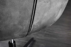 Riess-Ambiente Sessel|Samt Möbel > Drehbarer Sessel PAPILLON grau Samt schwarz Metall höhenverstellbar mit Armlehne