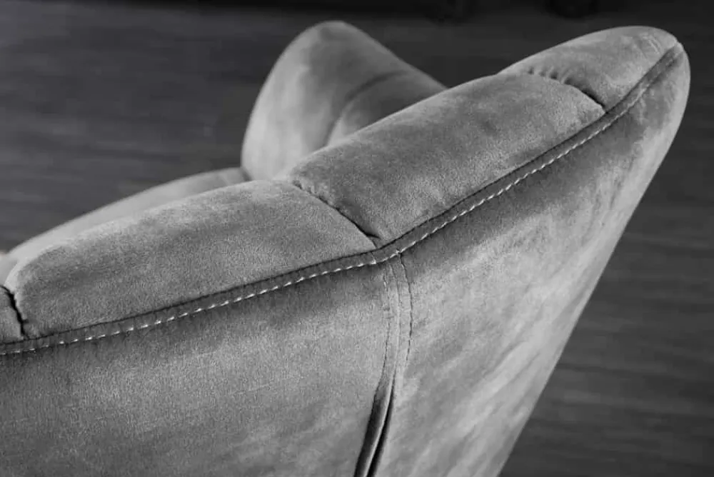 Riess-Ambiente Sessel|Samt Möbel > Drehbarer Sessel PAPILLON grau Samt schwarz Metall höhenverstellbar mit Armlehne