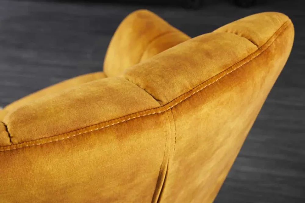 Riess-Ambiente Sessel|Samt Möbel > Drehbarer Sessel PAPILLON senfgelb Samt schwarz Metall höhenverstellbar mit Armlehne