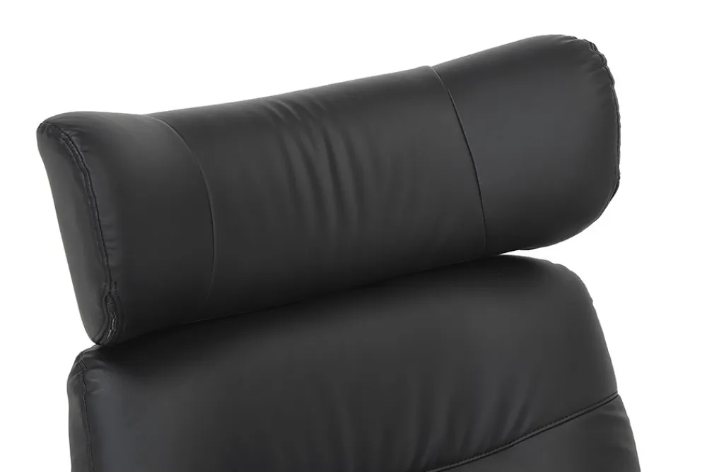 Riess-Ambiente Sessel|Retro Möbel > Drehbarer Sessel VOGUE COMFORT schwarz Kunstleder braun Walnuss-Design mit Armlehne