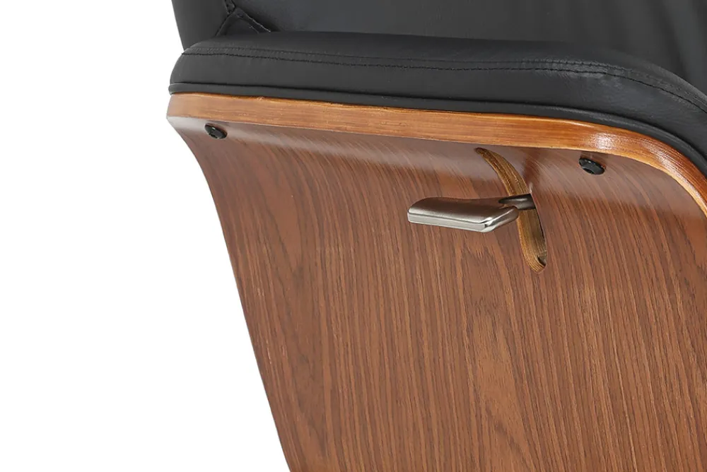 Riess-Ambiente Sessel|Retro Möbel > Drehbarer Sessel VOGUE COMFORT schwarz Kunstleder braun Walnuss-Design mit Armlehne
