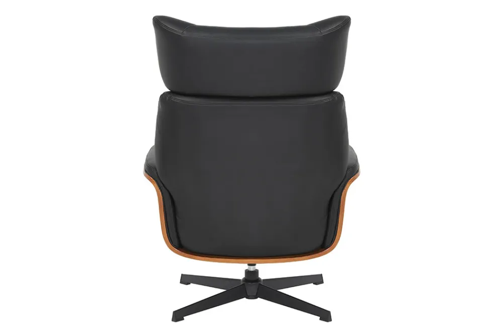Riess-Ambiente Sessel|Retro Möbel > Drehbarer Sessel VOGUE COMFORT schwarz Kunstleder braun Walnuss-Design mit Armlehne