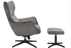 Riess-Ambiente Skandinavisch|Sessel > Drehbarer Sessel VOGUE grau Samt schwarze Metallbeine mit Armlehne