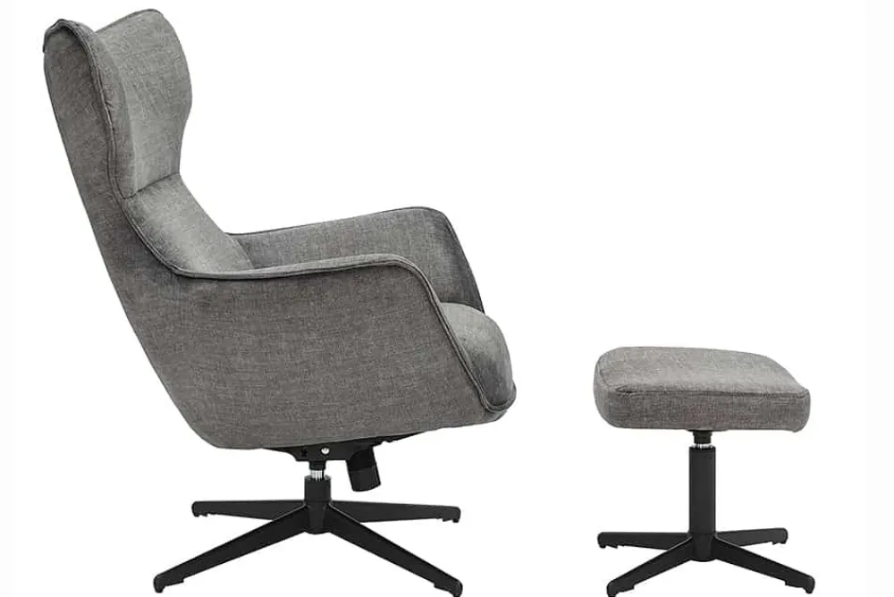Riess-Ambiente Skandinavisch|Sessel > Drehbarer Sessel VOGUE grau Samt schwarze Metallbeine mit Armlehne