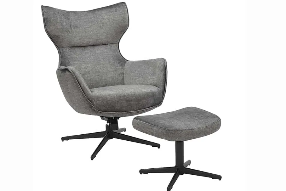 Riess-Ambiente Skandinavisch|Sessel > Drehbarer Sessel VOGUE grau Samt schwarze Metallbeine mit Armlehne