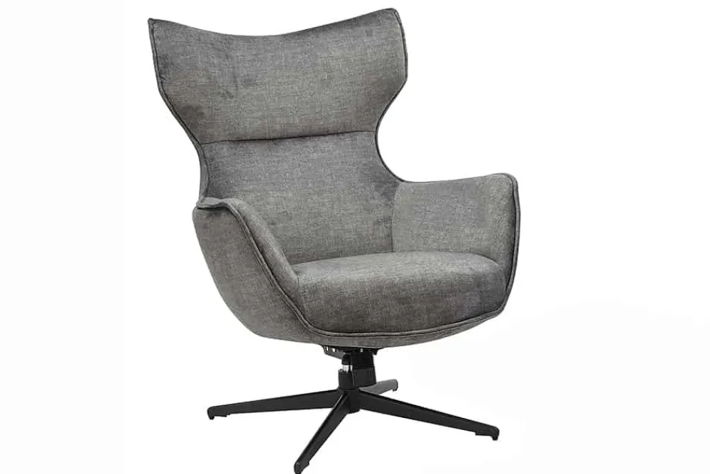Riess-Ambiente Skandinavisch|Sessel > Drehbarer Sessel VOGUE grau Samt schwarze Metallbeine mit Armlehne