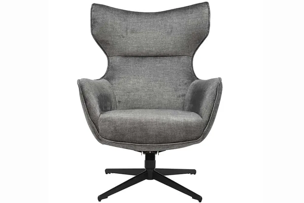Riess-Ambiente Skandinavisch|Sessel > Drehbarer Sessel VOGUE grau Samt schwarze Metallbeine mit Armlehne