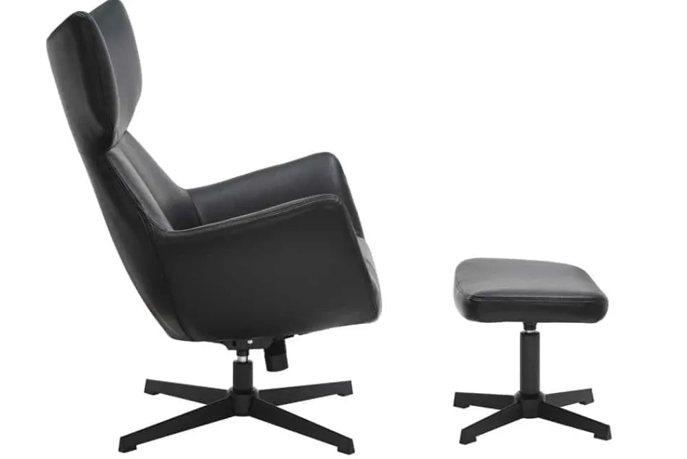 Riess-Ambiente Sessel|Industrial Loft > Drehbarer Sessel VOGUE schwarz Kunstleder Metallbeine mit Armlehne
