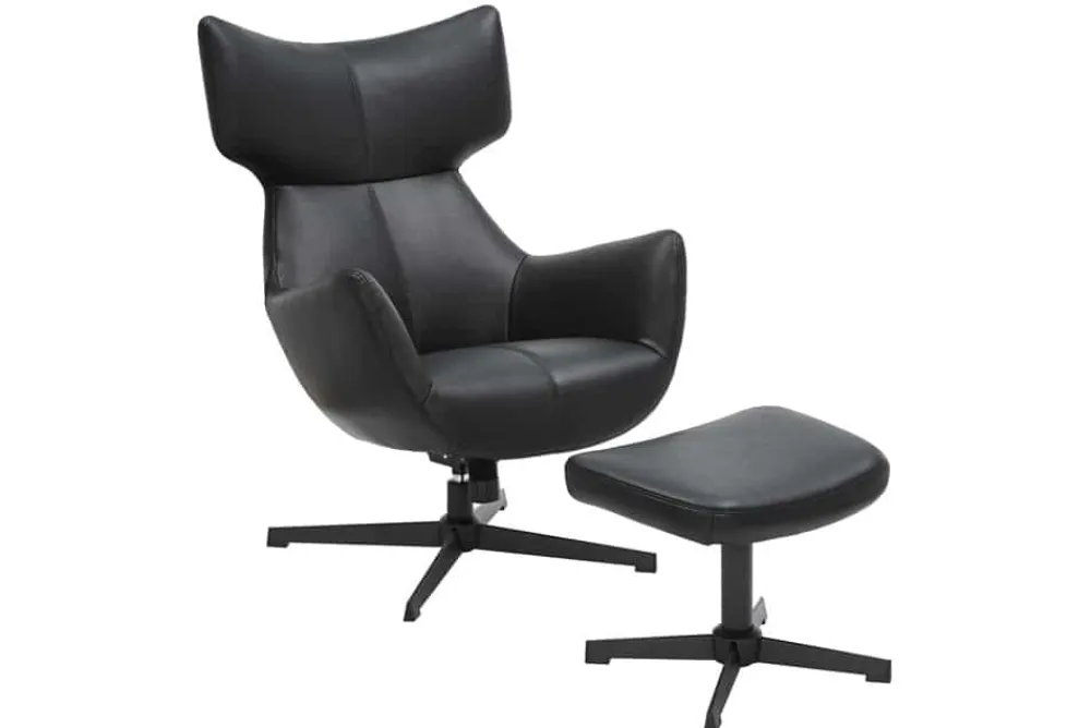 Riess-Ambiente Sessel|Industrial Loft > Drehbarer Sessel VOGUE schwarz Kunstleder Metallbeine mit Armlehne