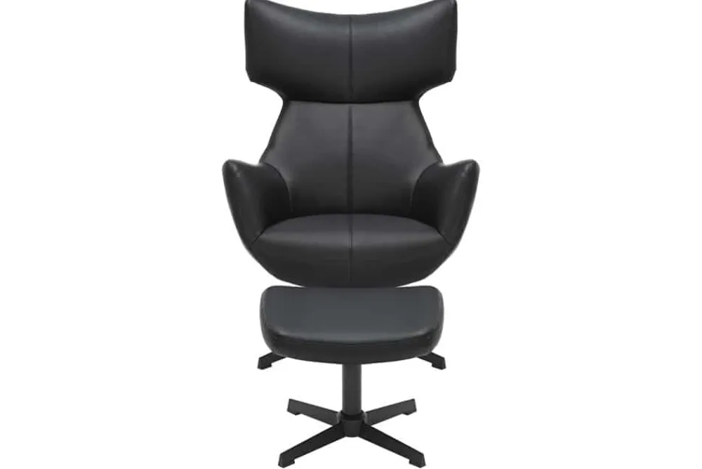 Riess-Ambiente Sessel|Industrial Loft > Drehbarer Sessel VOGUE schwarz Kunstleder Metallbeine mit Armlehne