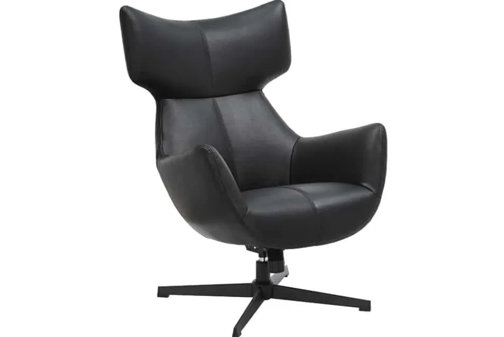 Riess-Ambiente Sessel|Industrial Loft > Drehbarer Sessel VOGUE schwarz Kunstleder Metallbeine mit Armlehne