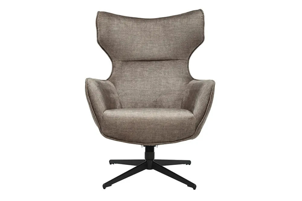 Riess-Ambiente Sessel|Samt Möbel > Drehbarer Sessel VOGUE taupe Samt schwarze Metallbeine mit Armlehne