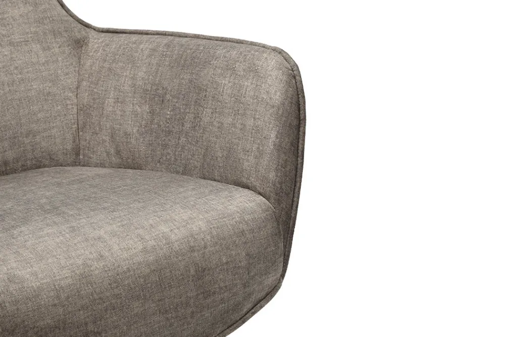 Riess-Ambiente Sessel|Samt Möbel > Drehbarer Sessel VOGUE taupe Samt schwarze Metallbeine mit Armlehne