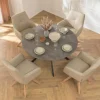 Riess-Ambiente Skandinavisch|Stühle > Drehbarer Stuhl ALMARA beige sand Echtleder 360° Taschenfederkern natur Eiche Massivholz