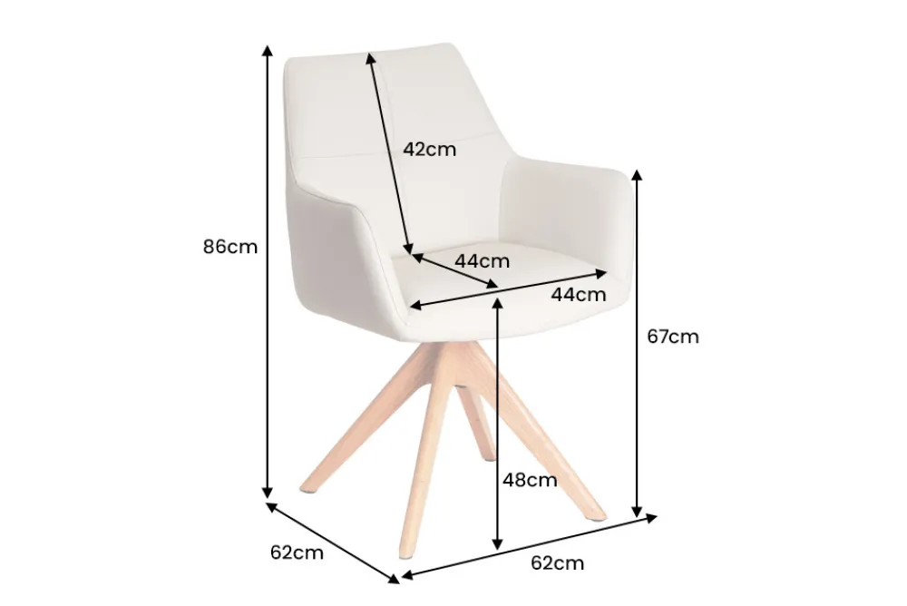 Riess-Ambiente Skandinavisch|Stühle > Drehbarer Stuhl ALMARA beige sand Echtleder 360° Taschenfederkern natur Eiche Massivholz