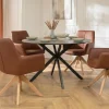 Riess-Ambiente Skandinavisch|Stühle > Drehbarer Stuhl ALMARA cognac braun Echtleder 360° Taschenfederkern Eiche Massivholz