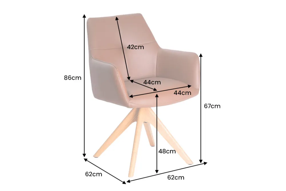 Riess-Ambiente Skandinavisch|Stühle > Drehbarer Stuhl ALMARA cognac braun Echtleder 360° Taschenfederkern Eiche Massivholz